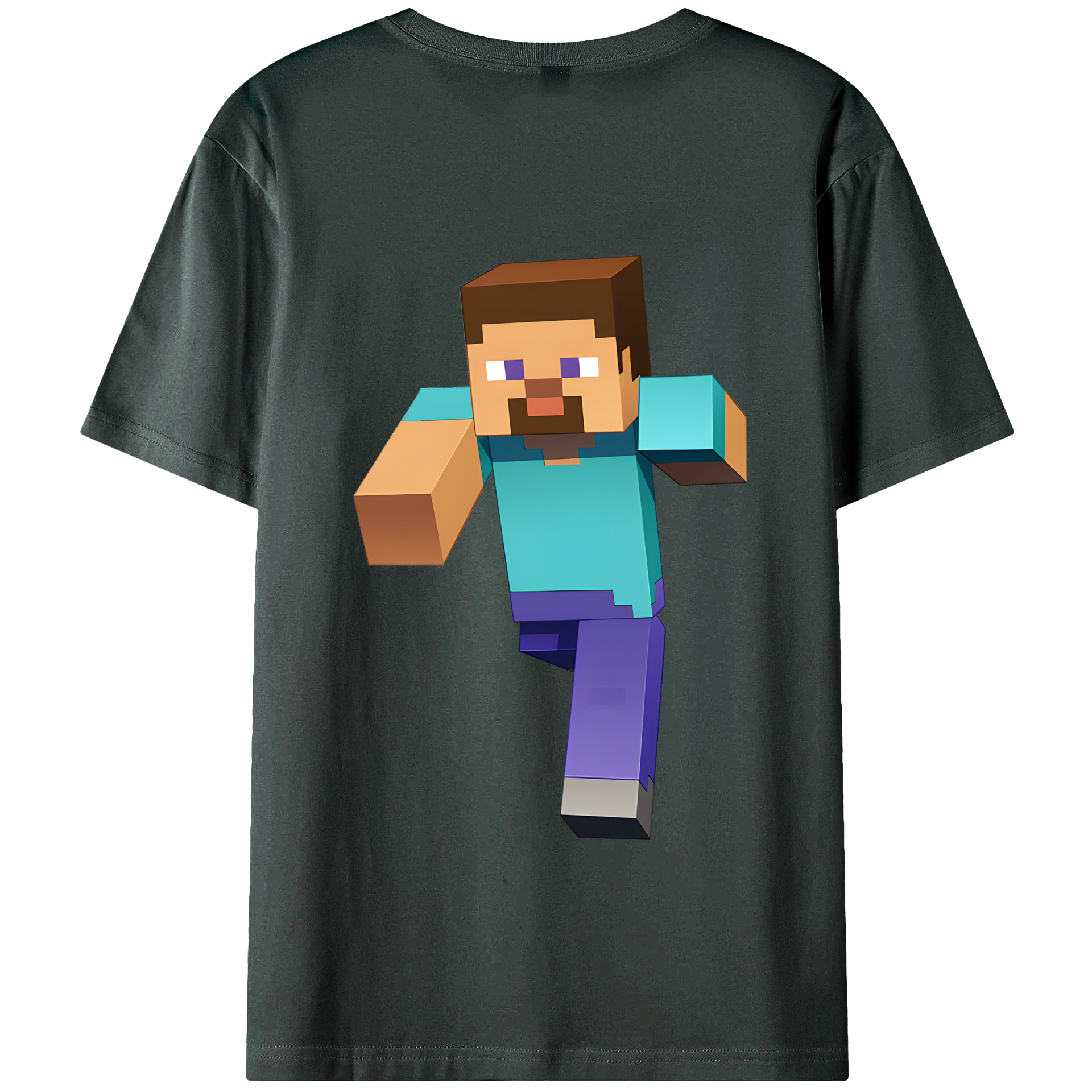 （画像用） マインクラフト ブロックの世界 Minecraft MC Block world 綿100％ メンズ半袖Tシャツ（バックプリント） 通気性